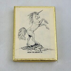 Vintage Antioch Unicorn Bookplate Lot of 11 Partial Box Gummed Labels USA